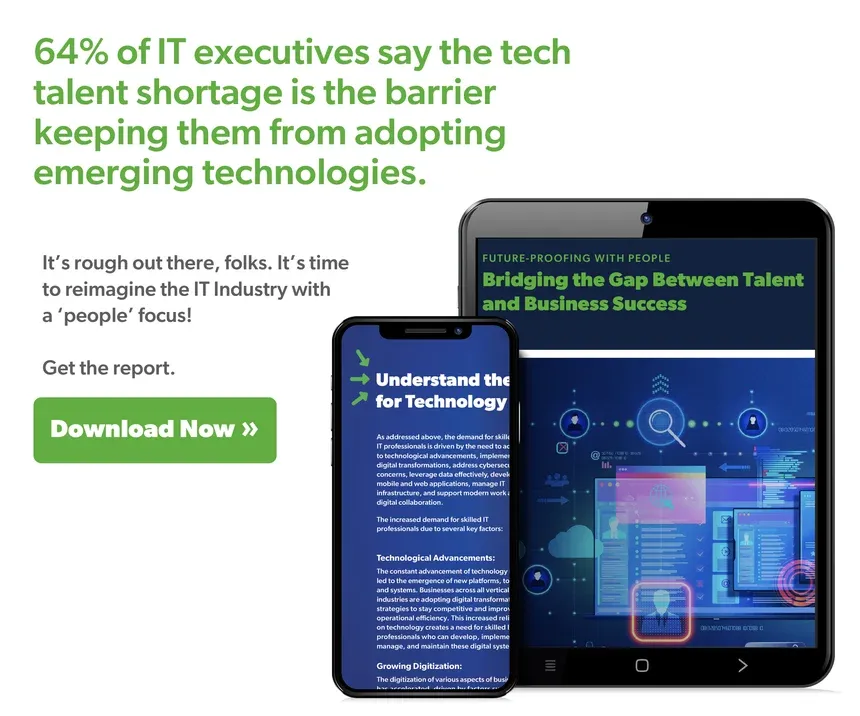 64% of IT executives say the tech talent shortage is the barrier keeping them from adopting emerging technologies